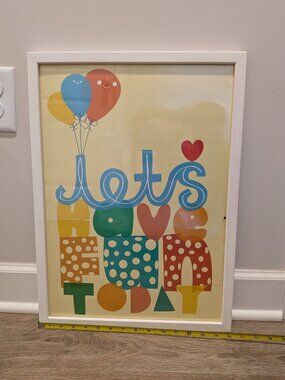 White frame Kids room wall art lets have fun